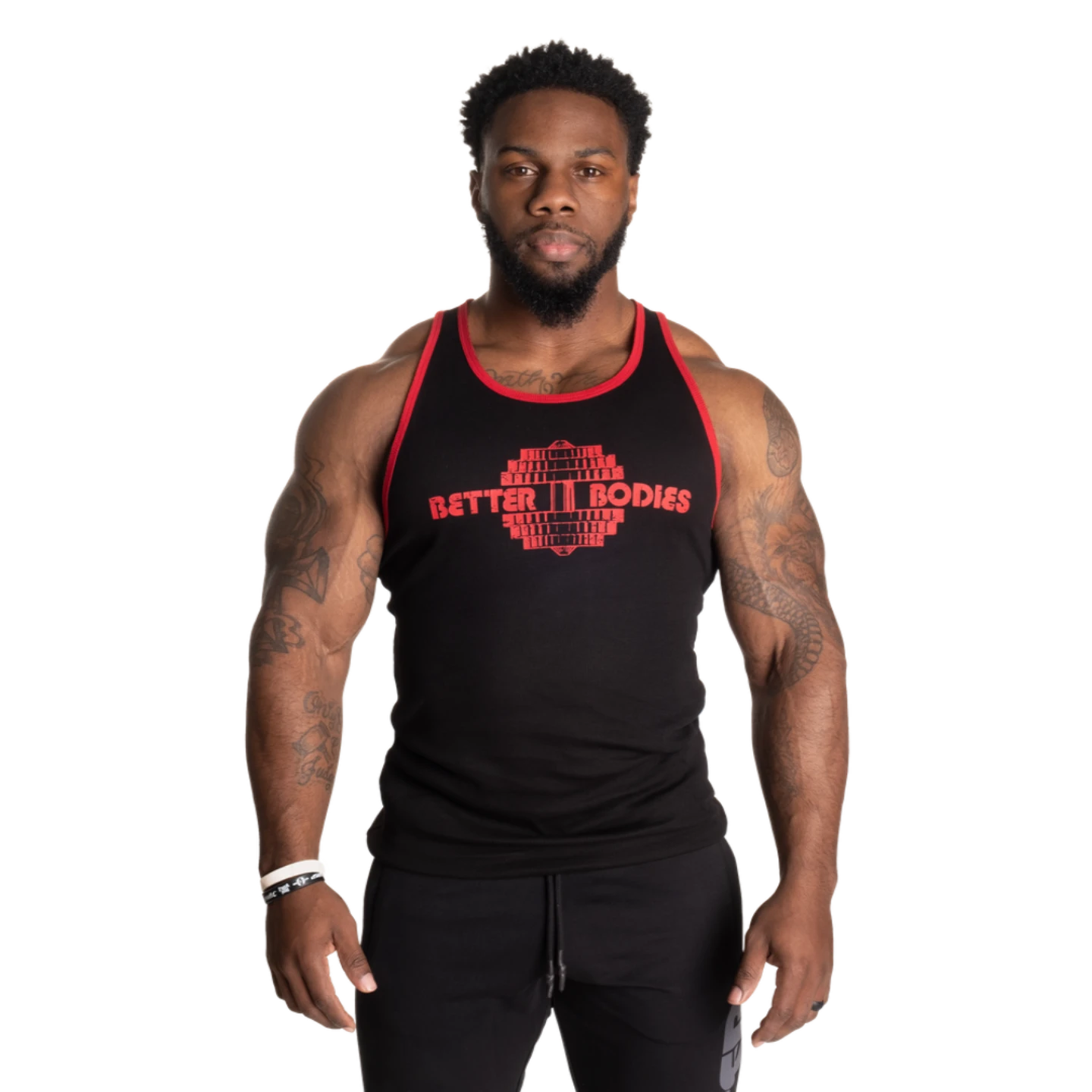 DUMBBELL T-BACK, BLACK/RED