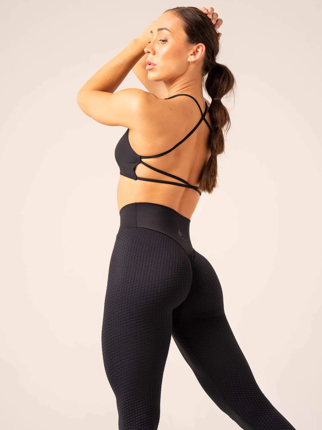 HONEYCOMB SCRUNCH SEAMLESS LEGGINGS, BLACK