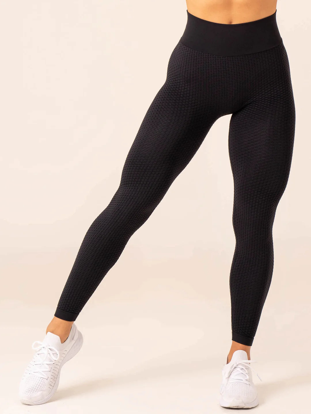 HONEYCOMB SCRUNCH SEAMLESS LEGGINGS, BLACK