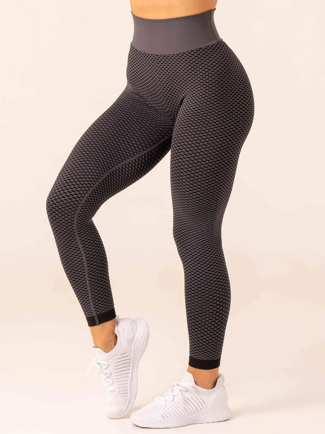 HONEYCOMB SCRUNCH SEAMLESS LEGGINGS, CHARCOAL